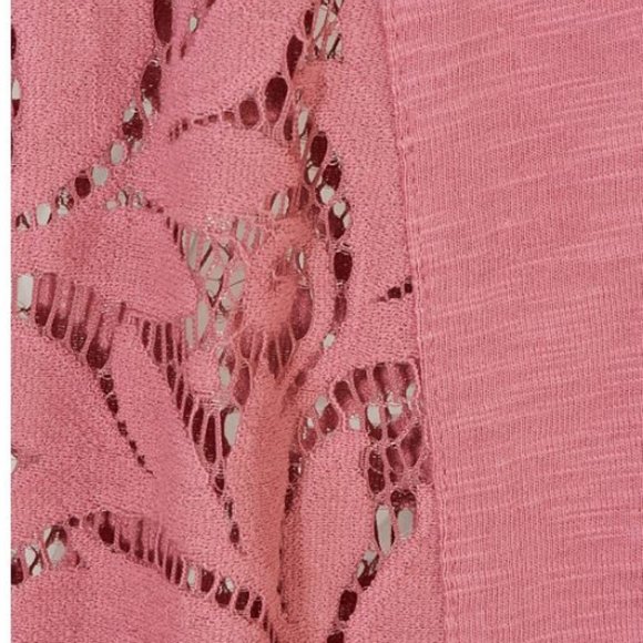 LOGO Open Front Slub Cardigan w/ Lace Detail 5084 - Picture 2 of 3